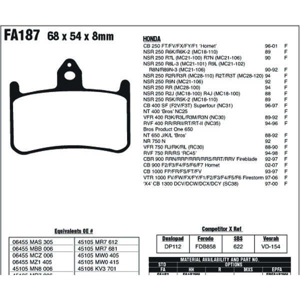 EBC EBC Brake Pads FA187HH